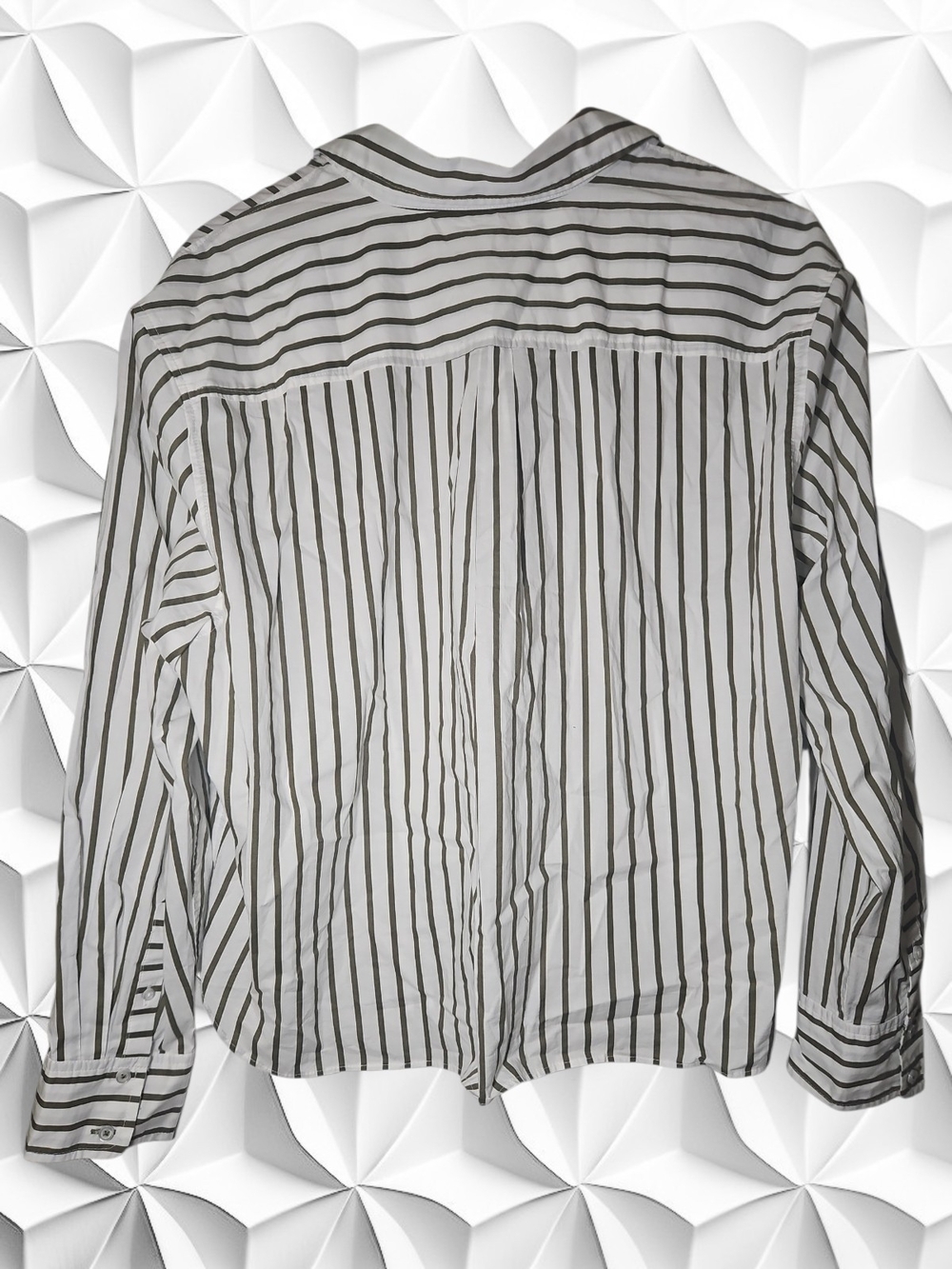​Talbots Olive Green Striped Poplin Button Down‎ Blouse Size XL NWT - Picture 2 of 7